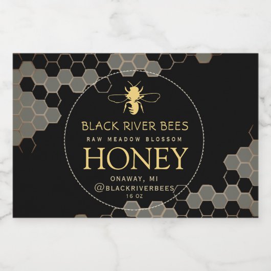 10 Wasserfeste Honigwabenrübe, Honigmelone schwarz Lebensmitteletikett (Einzelnes Label)