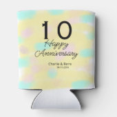 10 wedding anniversary yellow pastel name retro bo dosenkühler (Rückseite)