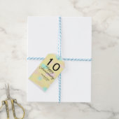 10 wedding anniversary yellow pastel name retro bo geschenkanhänger (Mit Garn)