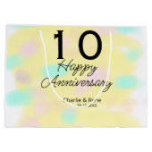 10 wedding anniversary yellow pastel name retro bo große geschenktüte (Rückseite)