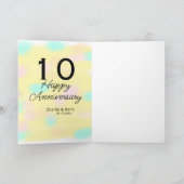 10 wedding anniversary yellow pastel name retro bo karte (Innenseite)