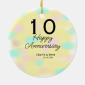 10 wedding anniversary yellow pastel name retro bo keramik ornament (Hinten)