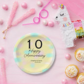 10 wedding anniversary yellow pastel name retro bo pappteller (Party)