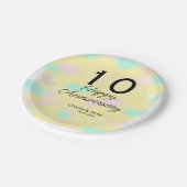 10 wedding anniversary yellow pastel name retro bo pappteller (Schrägansicht)