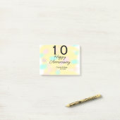 10 wedding anniversary yellow pastel name retro bo post-it klebezettel (Auf Schreibtisch)
