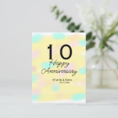 10 wedding anniversary yellow pastel name retro bo postkarte (Stehend Vorderseite)