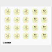 10 wedding anniversary yellow pastel name retro bo runder aufkleber (Blatt)