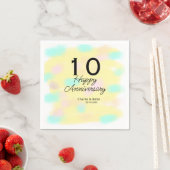 10 wedding anniversary yellow pastel name retro bo serviette (Beispiel)