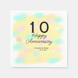 10 wedding anniversary yellow pastel name retro bo serviette