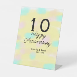 10 wedding anniversary yellow pastel name retro bo sockelschild