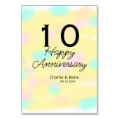 10 wedding anniversary yellow pastel name retro bo tischnummer (Rückseite)