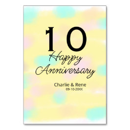 10 wedding anniversary yellow pastel name retro bo tischnummer