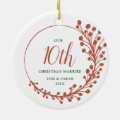 10. Weihnachten Verheirateter Personalisierter Hec Keramik Ornament (Hinten)