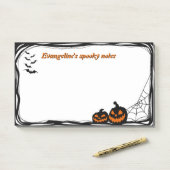 10"x6" Fledermäuse, Kürbis und Spinnennetz Post-it Klebezettel (Auf Schreibtisch)