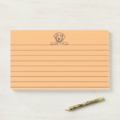 10"x6" Schokolade Labrador Orange Lined Post-It No Post-it Klebezettel (Auf Schreibtisch)