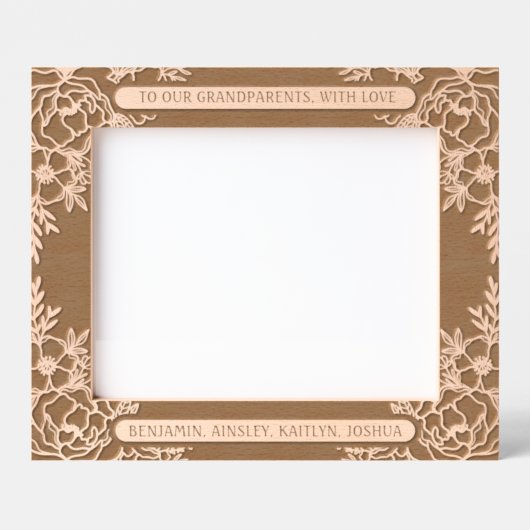 10"x8" für Großeltern mit Blumenstrauß der Liebe Geätzte Rahmen (Vorderseite)