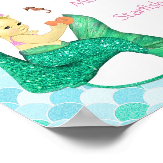 10" x 8" Mermaid Baby Party-Zeichen Poster (Ecke)