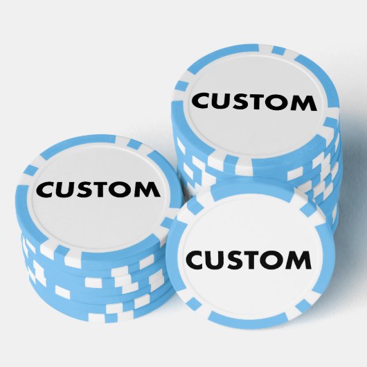 10 x Custom Personalisiert LIGHT BLUE Casino, Pokerchips (Stapel)
