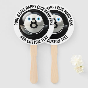 10 x Custom Pool 8 Ball Party BLUE EYES Happy Face Fächer