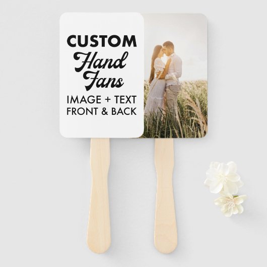 10 x Ecru Rectangle Custom Wedding Hand Fans Fächer (Vorne und Hinten)