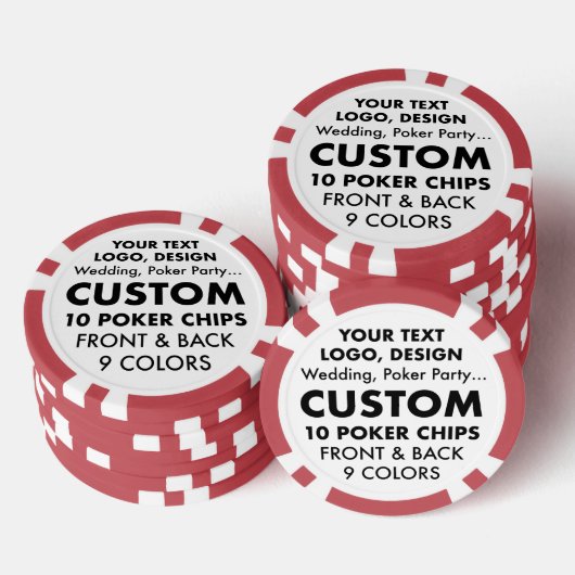 10 x personalisierte RED Poker Chips (Stapel)