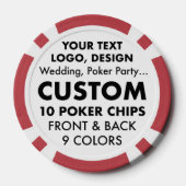 10 x personalisierte RED Poker Chips (Rückseite)
