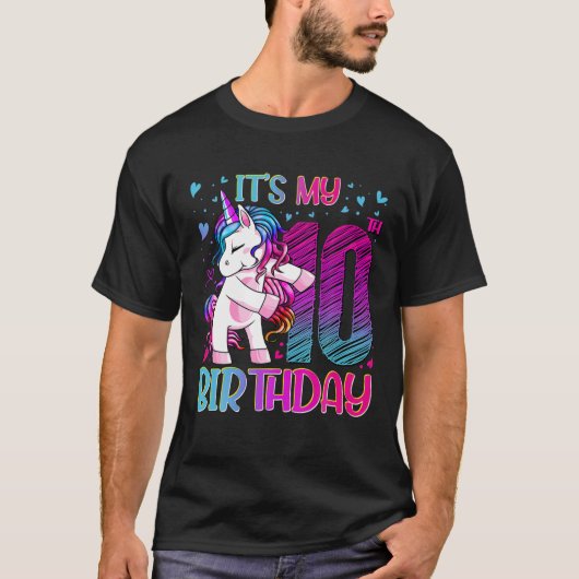 10 Y/O Einhorn Dabbing 10th Birthday Outfit Girl U T-Shirt (Vorderseite)