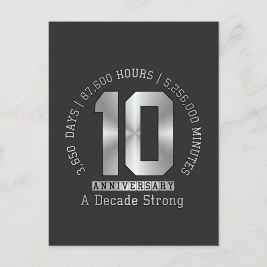 10 Year Anniversary Milestone - A Decade Strong Postkarte (Vorderseite)