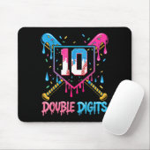 10 Year Old Baseball Drip Ice Cream 10th Bday Doub Mousepad (Mit Mouse)