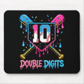 10 Year Old Baseball Drip Ice Cream 10th Bday Doub Mousepad (Vorne)