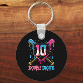 10 Year Old Baseball Drip Ice Cream 10th Bday Doub Schlüsselanhänger (Vorderseite)