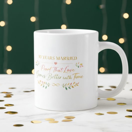 10 Years Married Elegant Anniversary Mug Gift Jumbo-Tasse