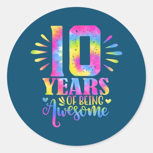10 Years Of Being Awesome 10th Birthday Girl  Runder Aufkleber (Vorderseite)