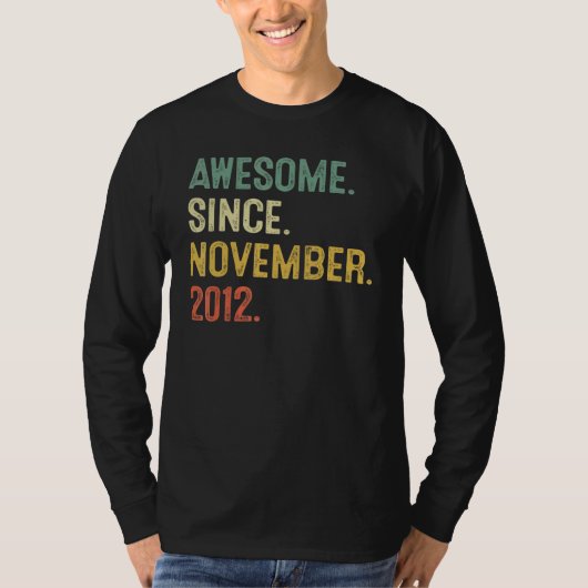 10 Years Old Awesome Since November 2012 10th Bir T-Shirt (Vorderseite)