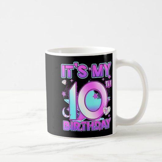 10 Years Old Birthday Kp Kids 10th Birthday Girls Kaffeetasse (Rechts)