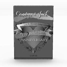 10. Zehn Hochzeit Jahrestag 3D Herzehre Fotoblock