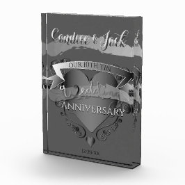 10. Zehn Hochzeit Jahrestag 3D Herzehre Fotoblock