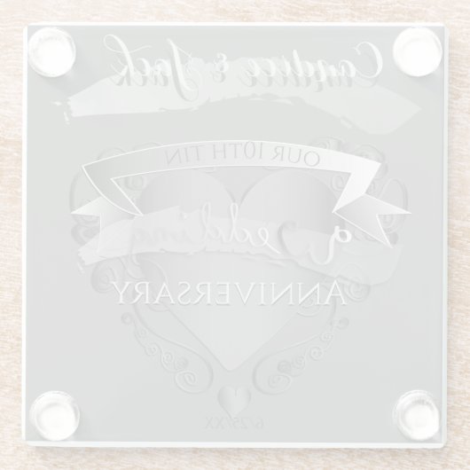 10. Zehn-Jubiläum Herzemblem-Untersetzer Glasuntersetzer (Rückseite)