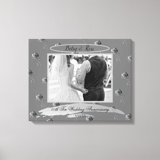 "10. Zehn-Jubiläum" Zinn-Rose Leinwanddruck (Vorderseite)