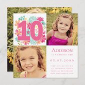 10. Zehnjährige Mädchen Geburtstagsparty Foto Einladung (Vorne/Hinten)