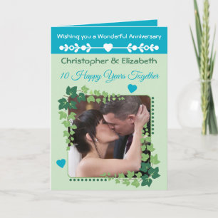 10. Zehnjähriges Foto grüner Azurblau Karte