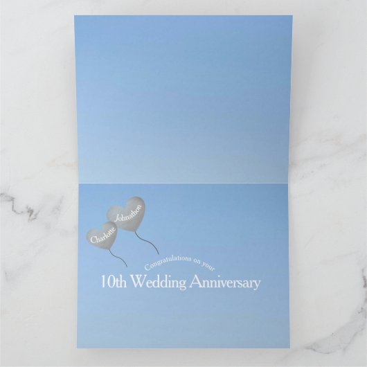 10. Zehnte Hochzeitstag Ballon Karte (Innenseite)