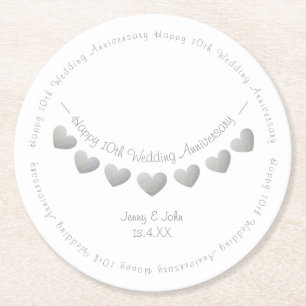 10. Zinn Hochzeitstag Runder Pappuntersetzer