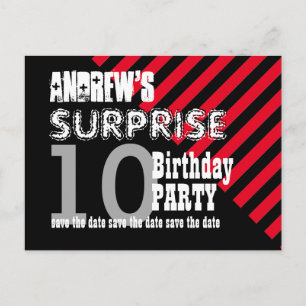 10. ZWEI Überraschungen Geburtstag Save the Date A Ankündigungspostkarte
