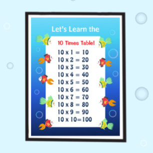 10er-Reihe Poster für Kinder Ozean-Mathematik