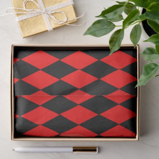 10lb Tissue Paper, RED & BLACK HARLEQUIN Seidenpapier (Geschenk)