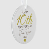 10th Anniversary Faux Gold Custom Wedding Ornament (Vorderseite)