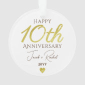 10th Anniversary Faux Gold Custom Wedding Ornament (Rückseite)