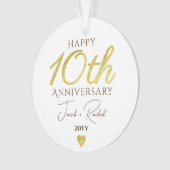 10th Anniversary Faux Gold Custom Wedding Ornament (Vorderseite)