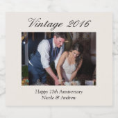 10th Anniversary Gift Personalized Wedding Photo Schaumweinetikett (Einzelnes Label)
